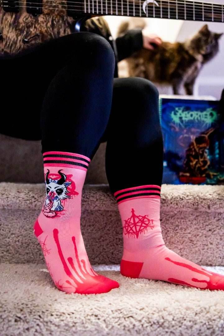 FootClothes x Aborted Bubblegum Death Kitty Crew Socks - 