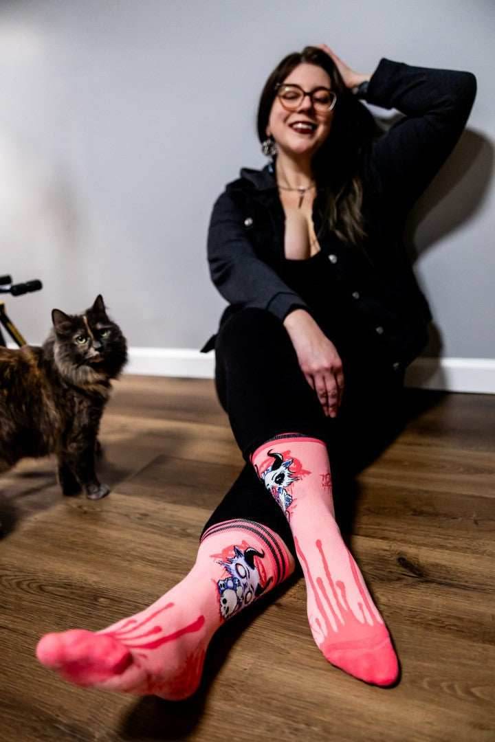 FootClothes x Aborted Bubblegum Death Kitty Crew Socks - 