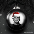 Frankenstein Christmas Spooky Portrait Glass Ornament, Black Horror Halloween Tree Decoration - 