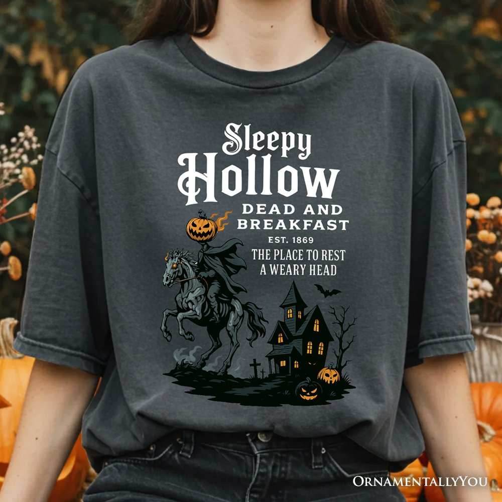Headless Horseman Sleepy Hollow Halloween T-Shirt, Dead and Breakfast Retro Tee - White / XS