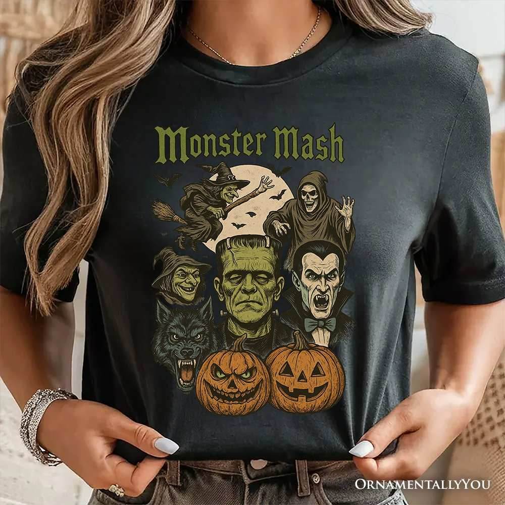 Monster Mash Classic T-Shirt, Halloween Monsters Tee for The Spooky Season - White / XS