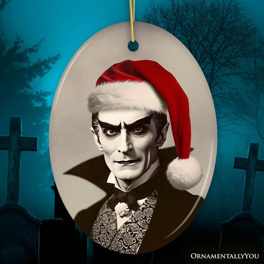 Phantom Count Dracula Ornament, Eerie Holiday Keepsake for Halloween Celebrations - Oval