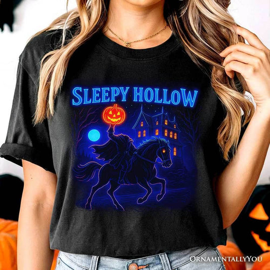 Sleepy Hollow Headless Horseman T-Shirt, Neon Retro Halloween Tee for Spooky Season - Black / XS