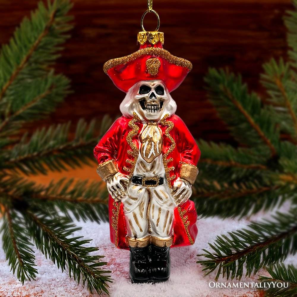 Spooky Pirate of the High Seas Glass Ornament, Creepy Halloween Tree Decoration - 
