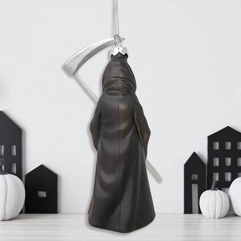 Grim Reaper Horror Glass Ornament, Spooky Halloween Christmas Tree Resin Decoration - 