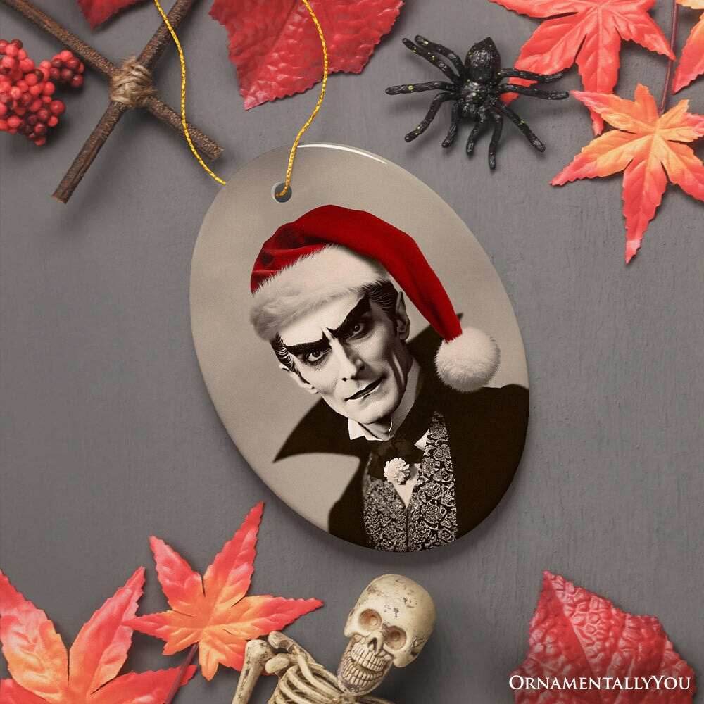 Phantom Count Dracula Ornament, Eerie Holiday Keepsake for Halloween Celebrations - Oval