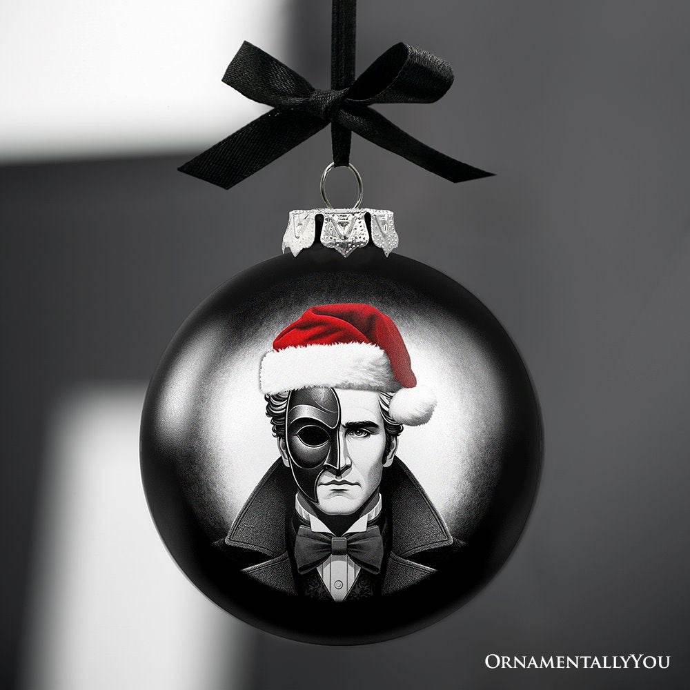 The Phantom of the Opera Christmas Spooky Portrait Glass Ornament, Black Horror Halloween Tree Decoration - 