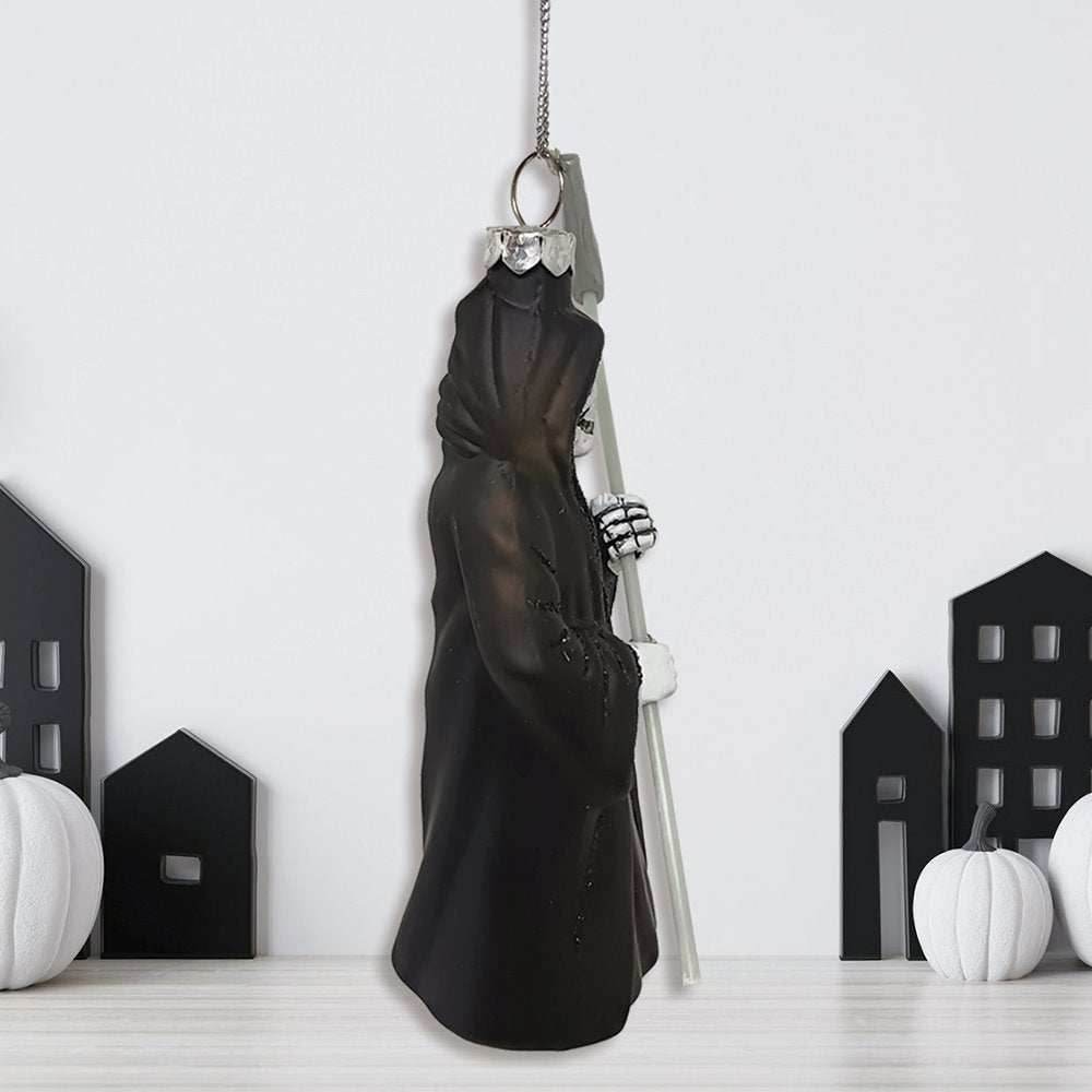 Grim Reaper Horror Glass Ornament, Spooky Halloween Christmas Tree Resin Decoration - 