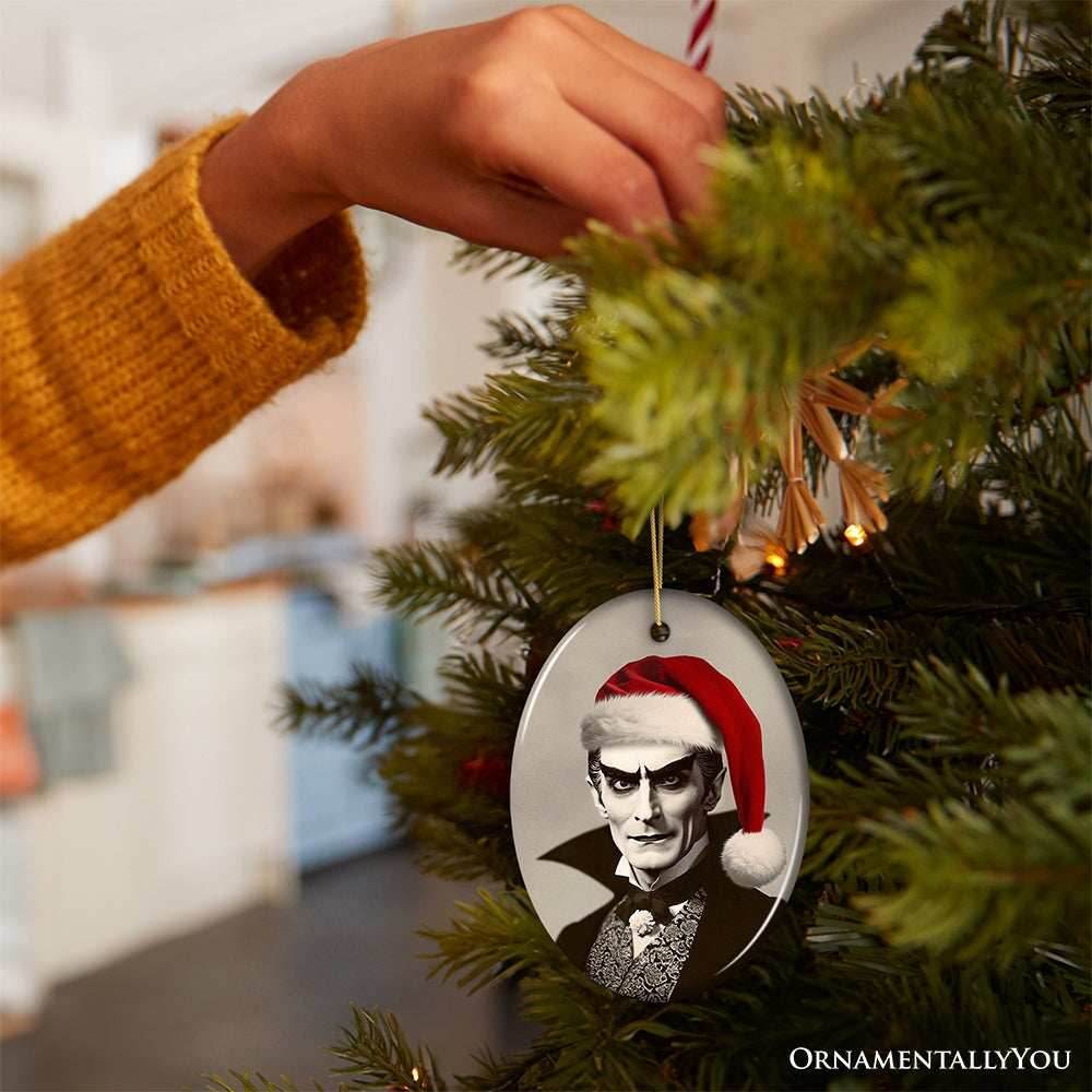 Phantom Count Dracula Ornament, Eerie Holiday Keepsake for Halloween Celebrations - Oval