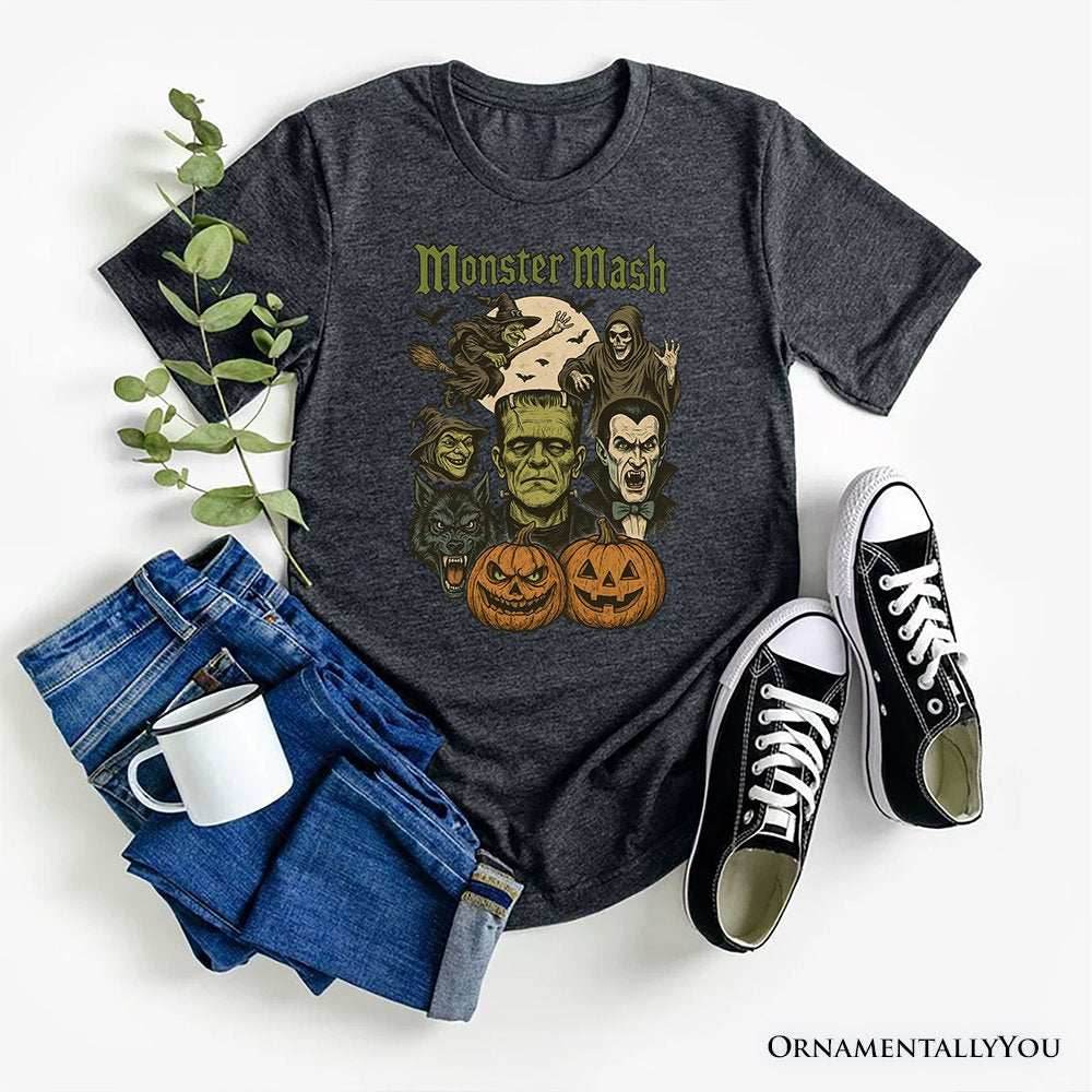Monster Mash Classic T-Shirt, Halloween Monsters Tee for The Spooky Season - Gray / XS