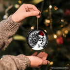 Bewitching Medusa with Santa Hat Ornament, Alluring Christmas Decoration for Halloween Tree Keepsake - Circle