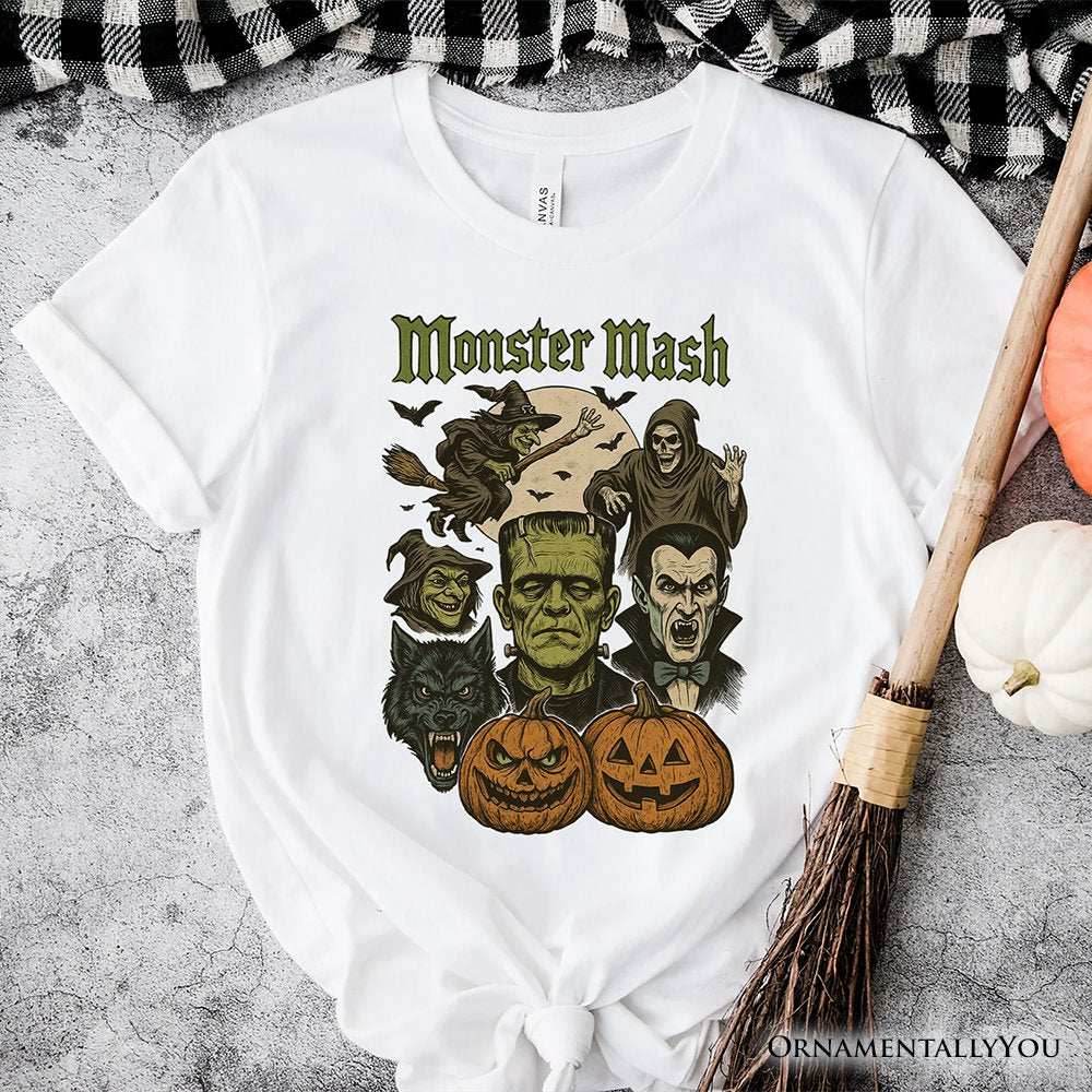 Monster Mash Classic T-Shirt, Halloween Monsters Tee for The Spooky Season - White / XS