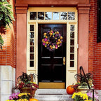 Spooktacular Halloween Ornament Bauble Wreath, Spooky Door or Home Decoration with Pumpkins, Bats, Spiders - 