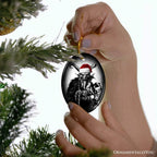 Horrifying Krampus With Santa Hat Ceramic Ornament, Keepsake For Unique Halloween Tree Christmas Decor - Heart