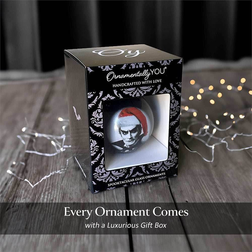 Dracula Spooky Christmas Portrait Glass Ornament, Black Horror Halloween Tree Decoration - 
