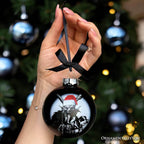 Krampus Christmas Spooky Portrait Glass Ornament, Black Horror Halloween Tree Decoration - 
