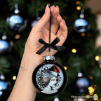 Medusa Christmas Spooky Portrait Glass Ornament, Black Horror Halloween Tree Decoration - 