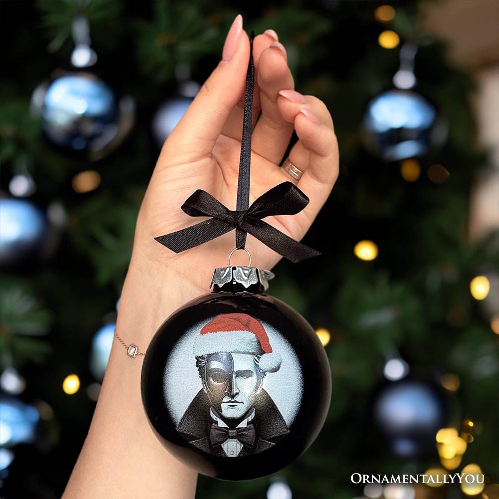 The Phantom of the Opera Christmas Spooky Portrait Glass Ornament, Black Horror Halloween Tree Decoration - 