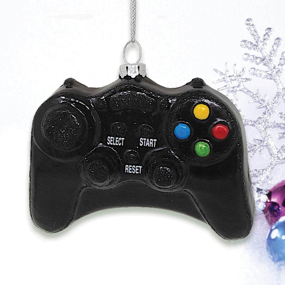 Video Game Controller Glass Christmas Ornament - 