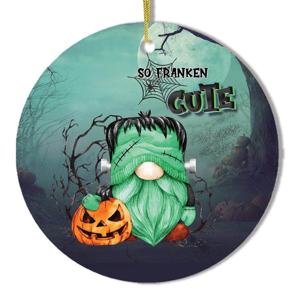 Frankenstein Gnome Halloween Theme Ornament - Circle