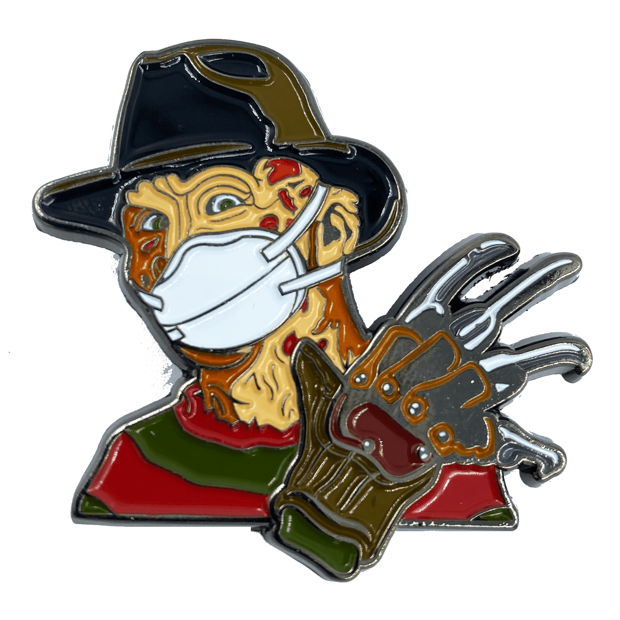 CL3-11 Nightmare on Elm Street Freddy Krueger Mask Pin with double pin back and spring loaded clasps Pandemic - 