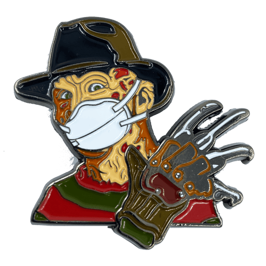 CL3-11 Nightmare on Elm Street Freddy Krueger Mask Pin with double pin back and spring loaded clasps Pandemic - 