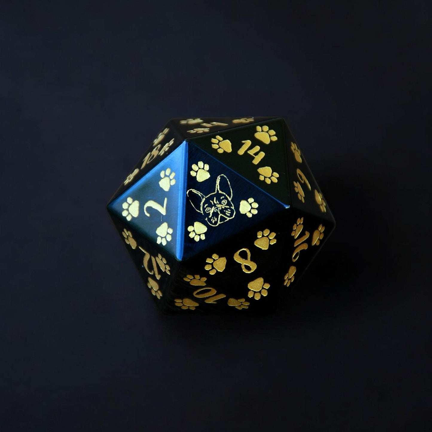Frenchie Puppy Paws Obsidian 30mm D20 - 