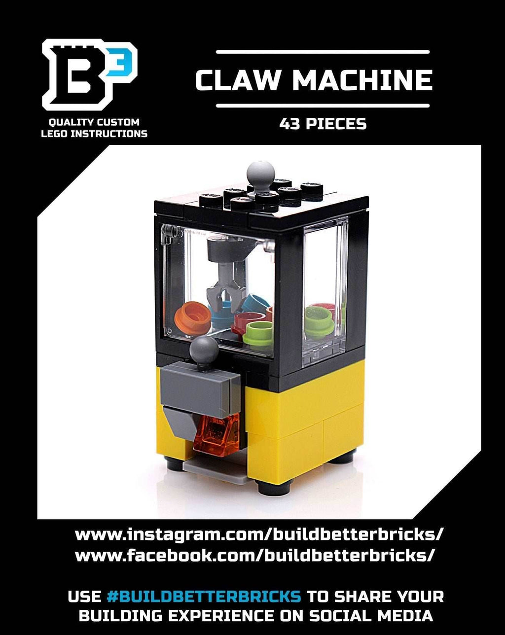 Minifig-Scale Arcade Claw Machine Building Set made from LEGO parts - 