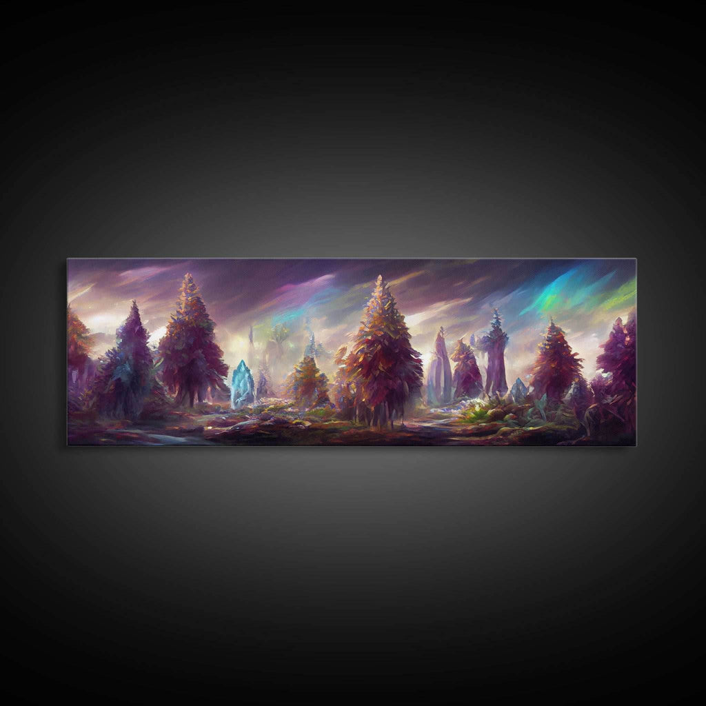 RPG Art, High Fantasy Forest Wall Art, Ready To Hang Canvas Print, Panoramic Art, Fantasy RPG Concept Art - 10x30 Inches / Gallery Wrap Canvas - Ready To Hang