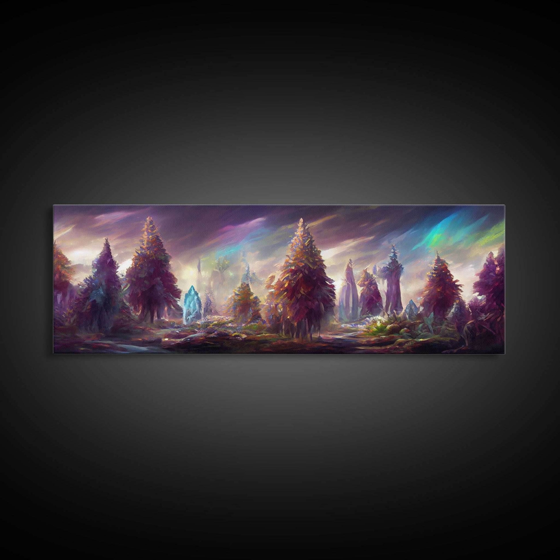 RPG Art, High Fantasy Forest Wall Art, Ready To Hang Canvas Print, Panoramic Art, Fantasy RPG Concept Art - 10x30 Inches / Gallery Wrap Canvas - Ready To Hang