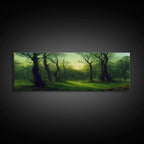 Unique Fantasy Forest Art, Extra Large Wall Art, Framed Panoramic Canvas Print, Framed Wall Art - 10x30 Inches / Gallery Wrap Canvas - Ready To Hang