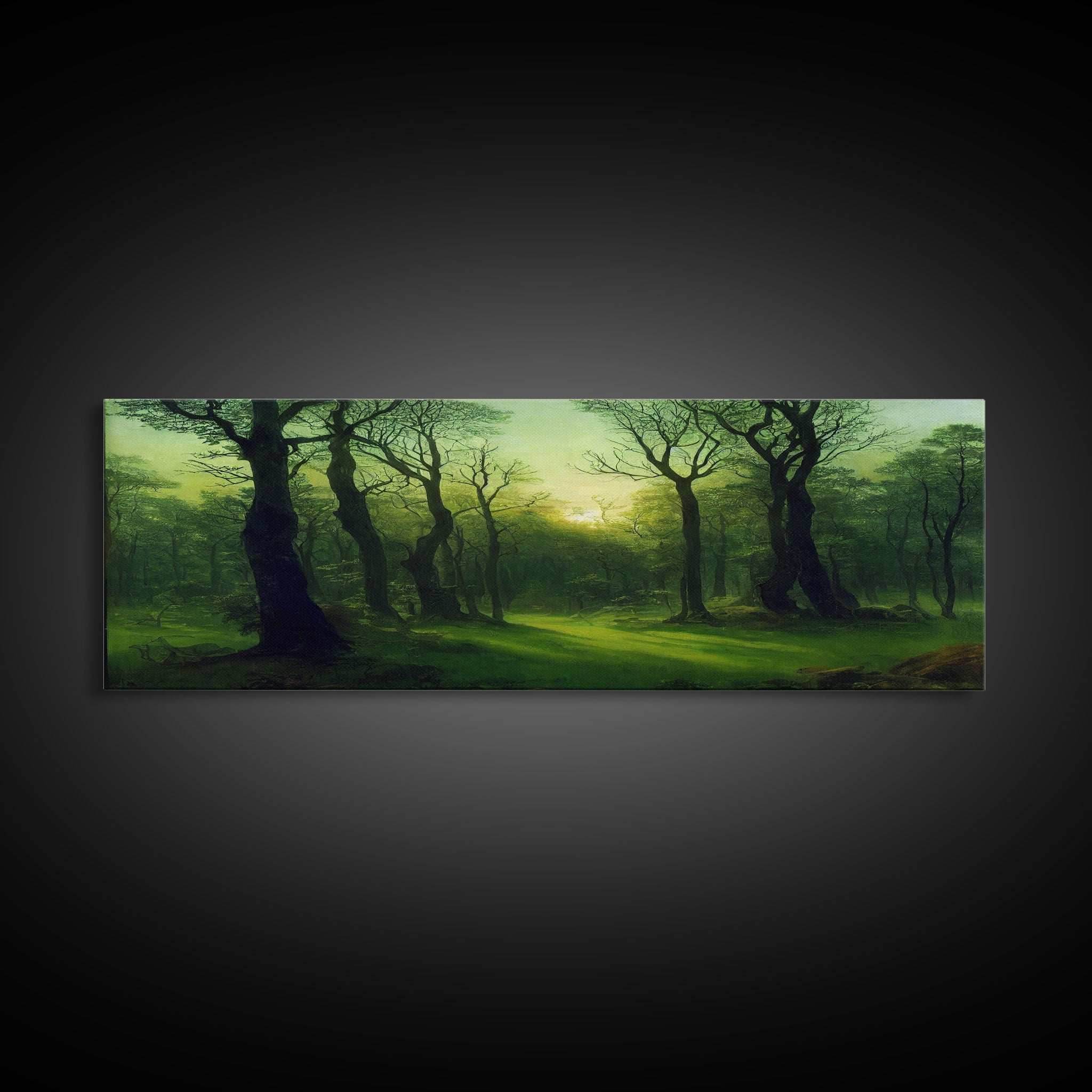 Unique Fantasy Forest Art, Extra Large Wall Art, Framed Panoramic Canvas Print, Framed Wall Art - 10x30 Inches / Gallery Wrap Canvas - Ready To Hang