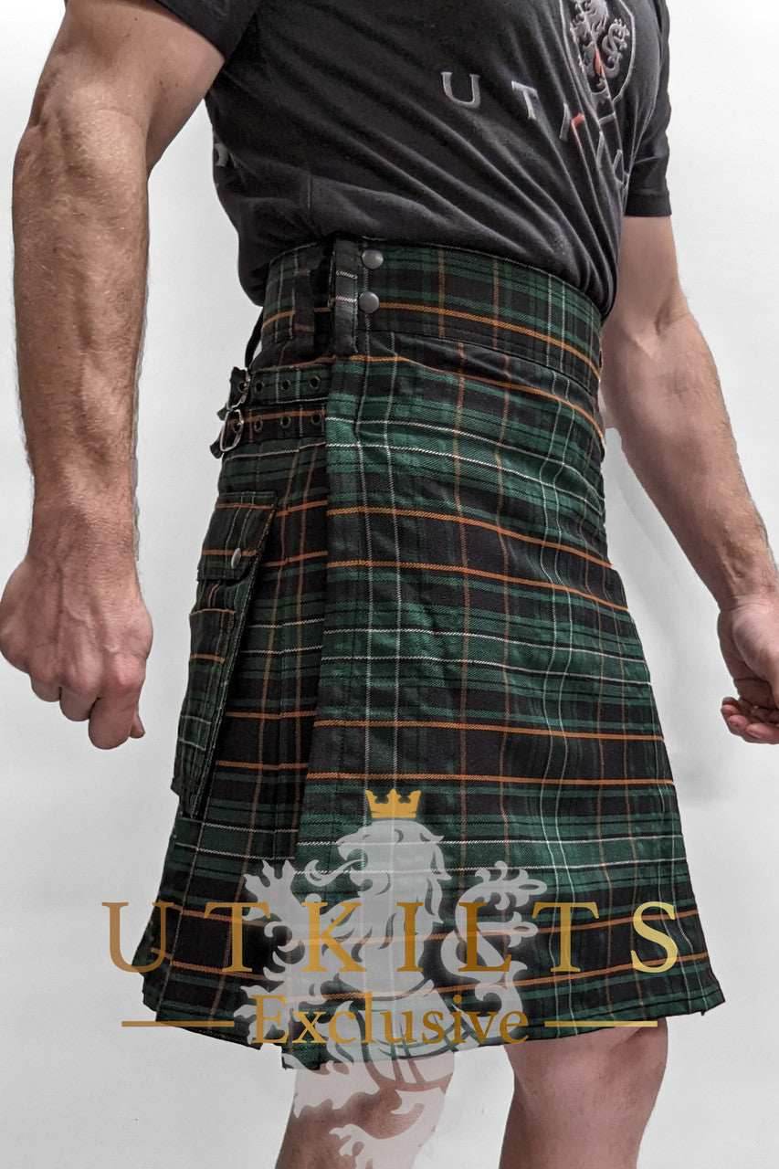 Standard Irish Black Tartan Utility Kilt - 30 / 22