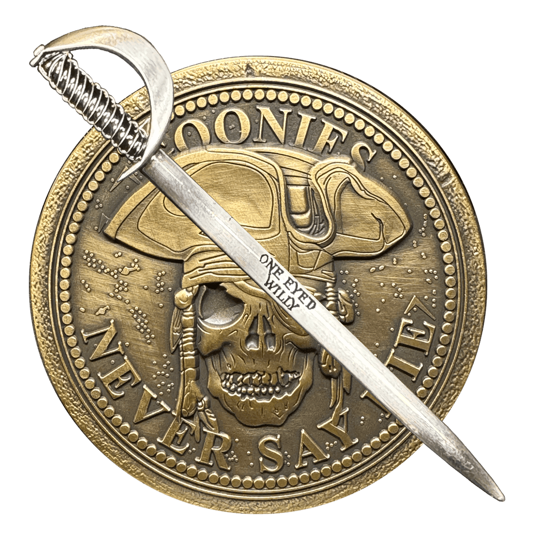 BL17-019 Goonies Never Say Die One Eyed Willy Shield with removable Sword Challenge Coin Set - 