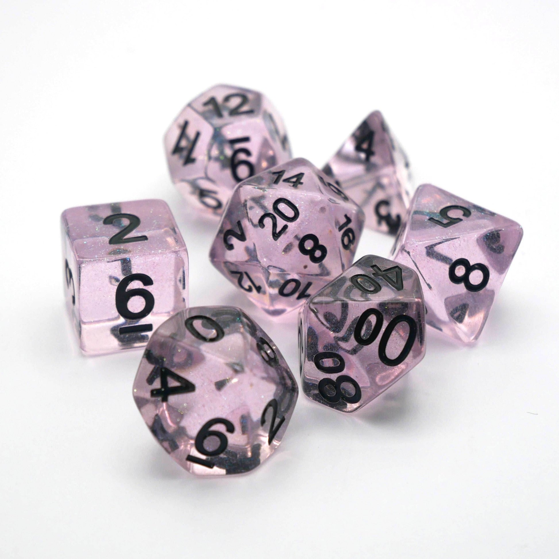 Frozen Blossom - 7 Piece DnD Dice Set | Acrylic RPG Gaming Dice - 