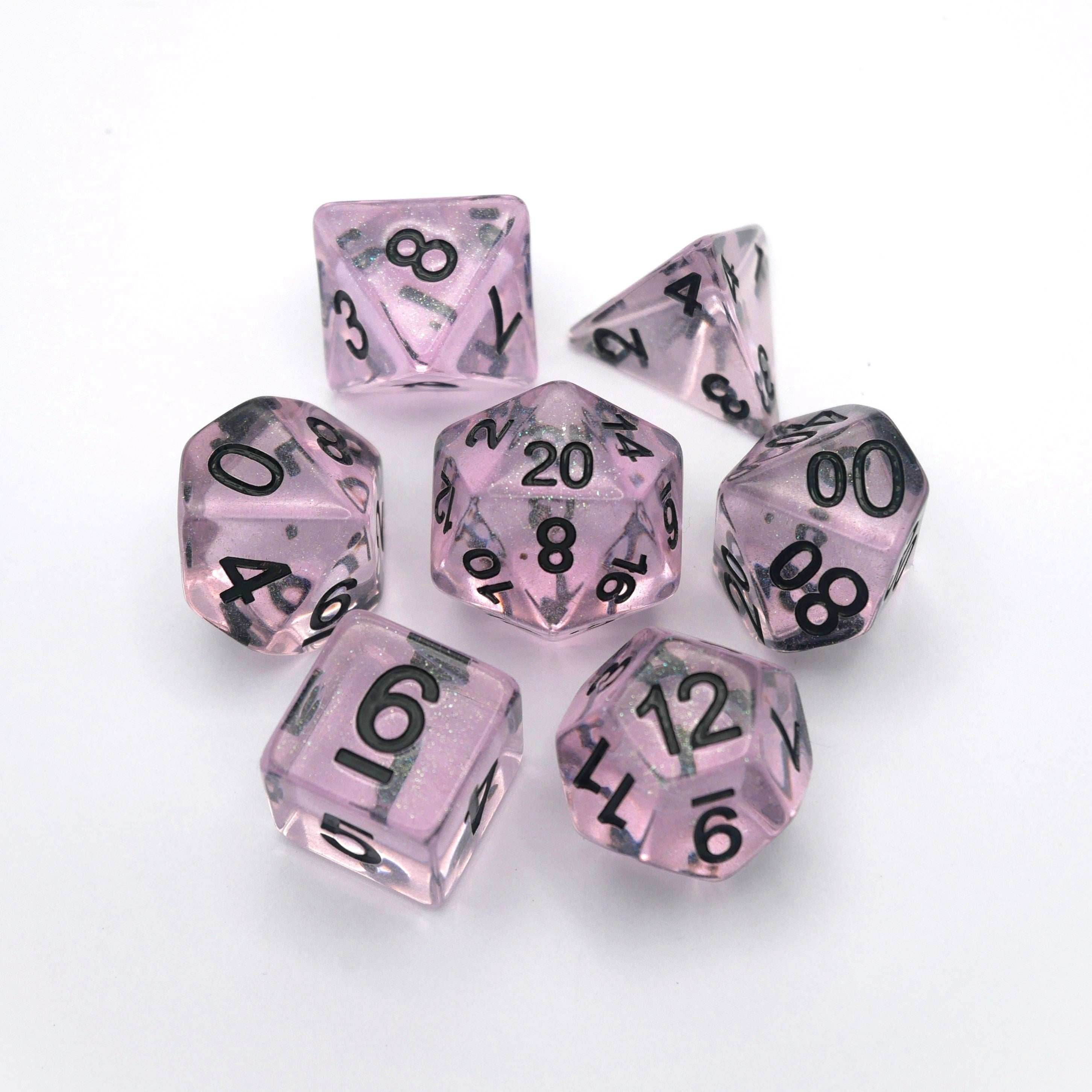 Frozen Blossom - 7 Piece DnD Dice Set | Acrylic RPG Gaming Dice - 