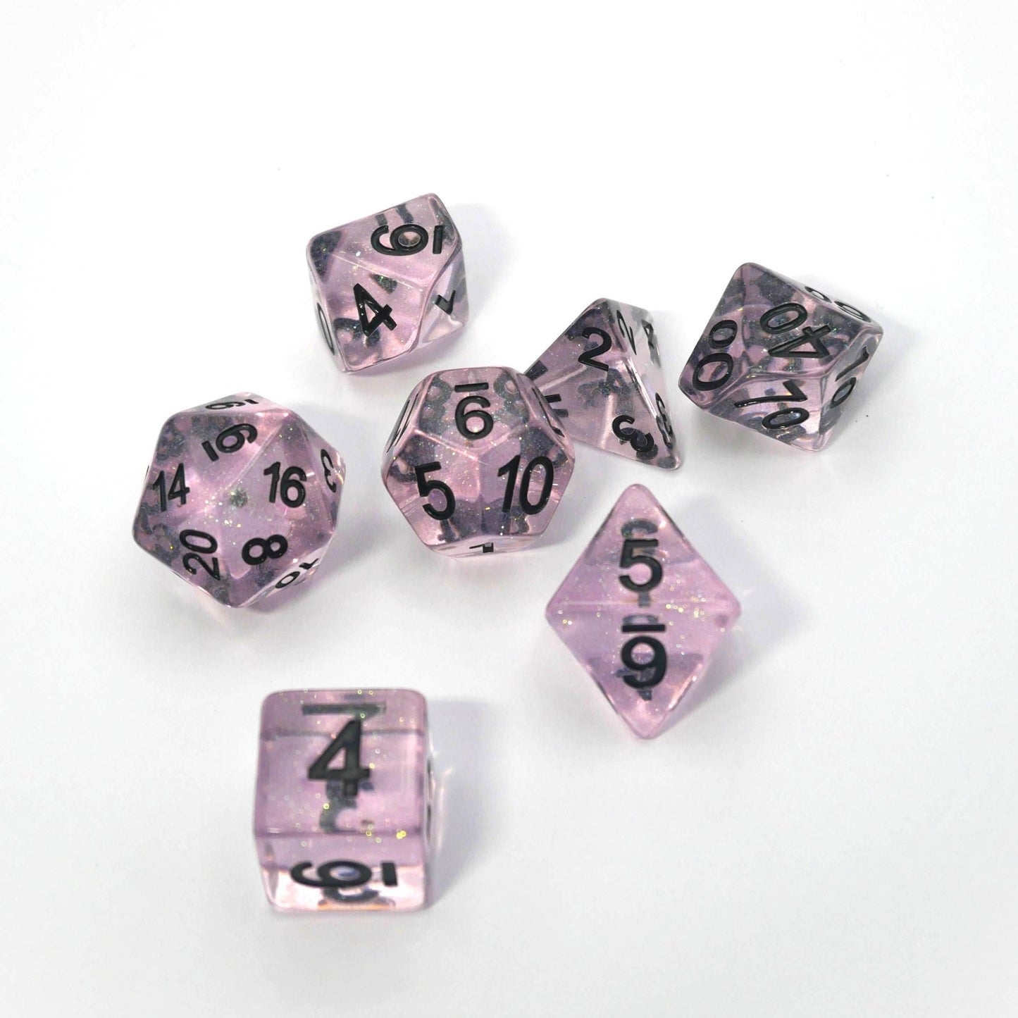 Frozen Blossom - 7 Piece DnD Dice Set | Acrylic RPG Gaming Dice - 