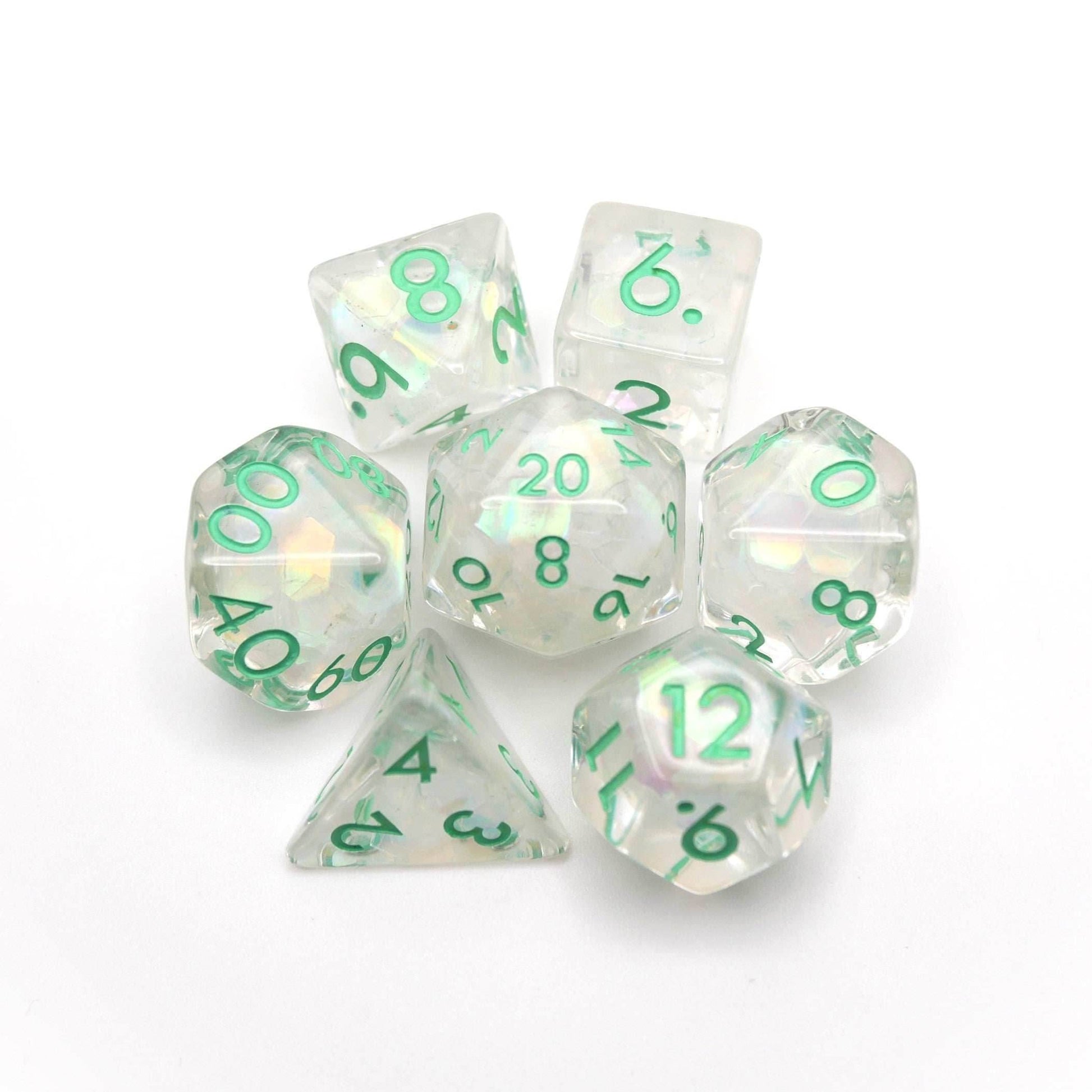 Frosted Meadow - 7 Piece DnD Dice Set | Acrylic RPG Gaming Dice - 