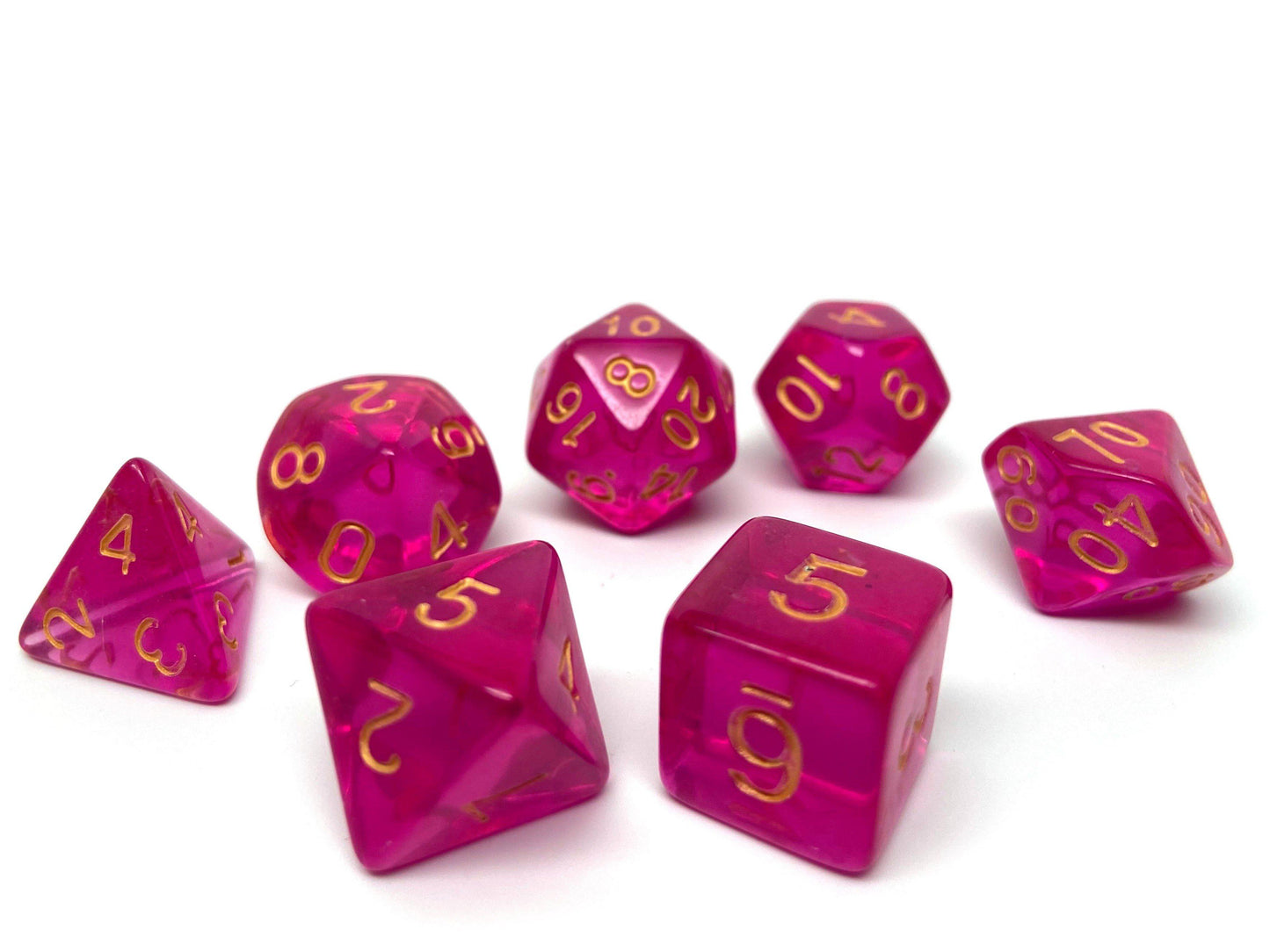 Fuchsia Translucent Dice Collection - 7 Piece Set