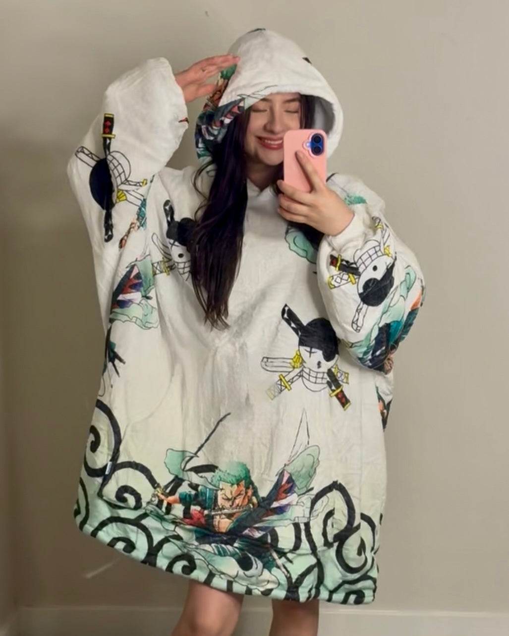 Zoro One Piece Wearable Blanket Hoodie for Kids & Adults | OLM Toys - Adult size