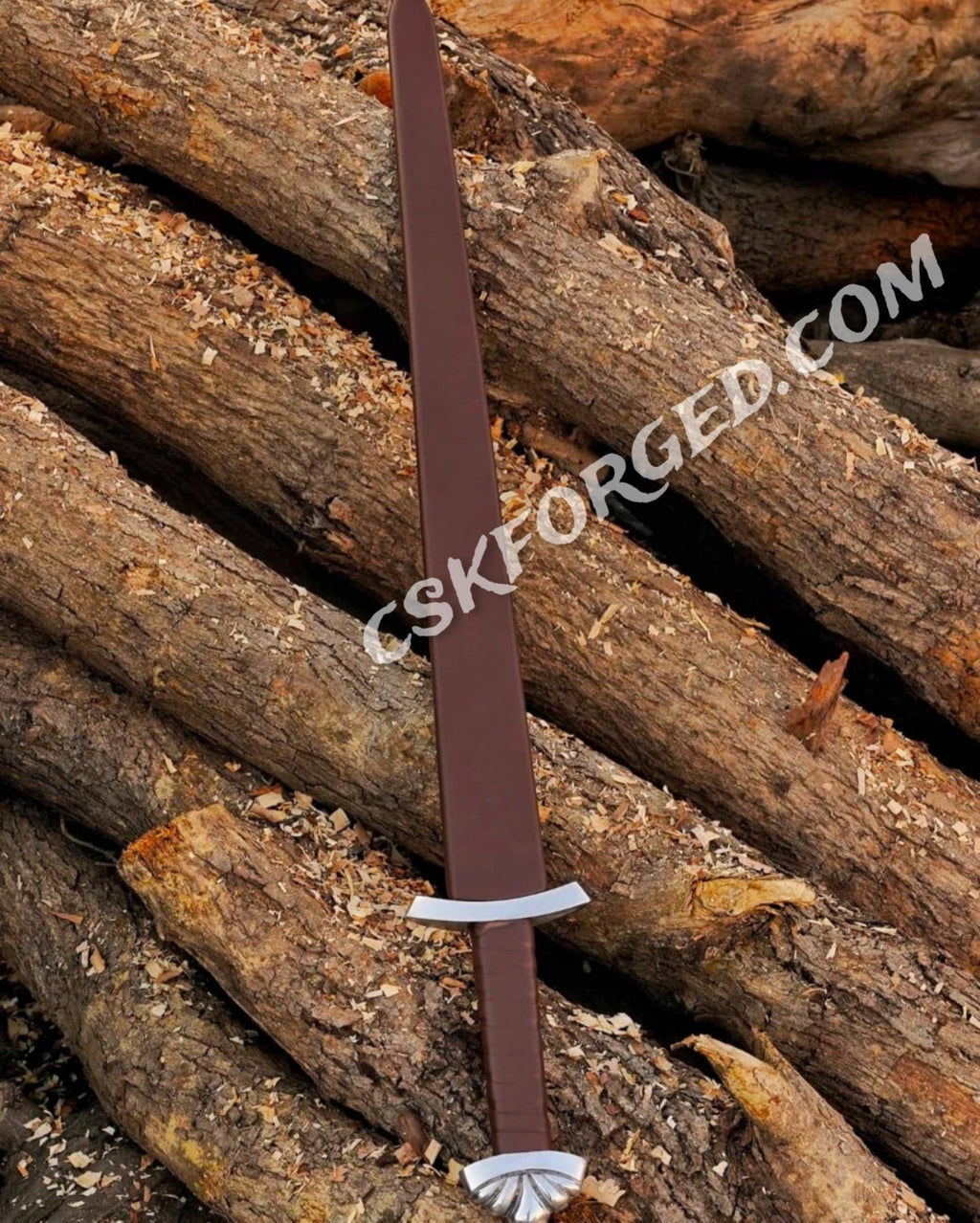 Medieval D2 Tool Steel Viking Sword - Custom Northmen Design with Leather-Wrapped Wooden Scabbard