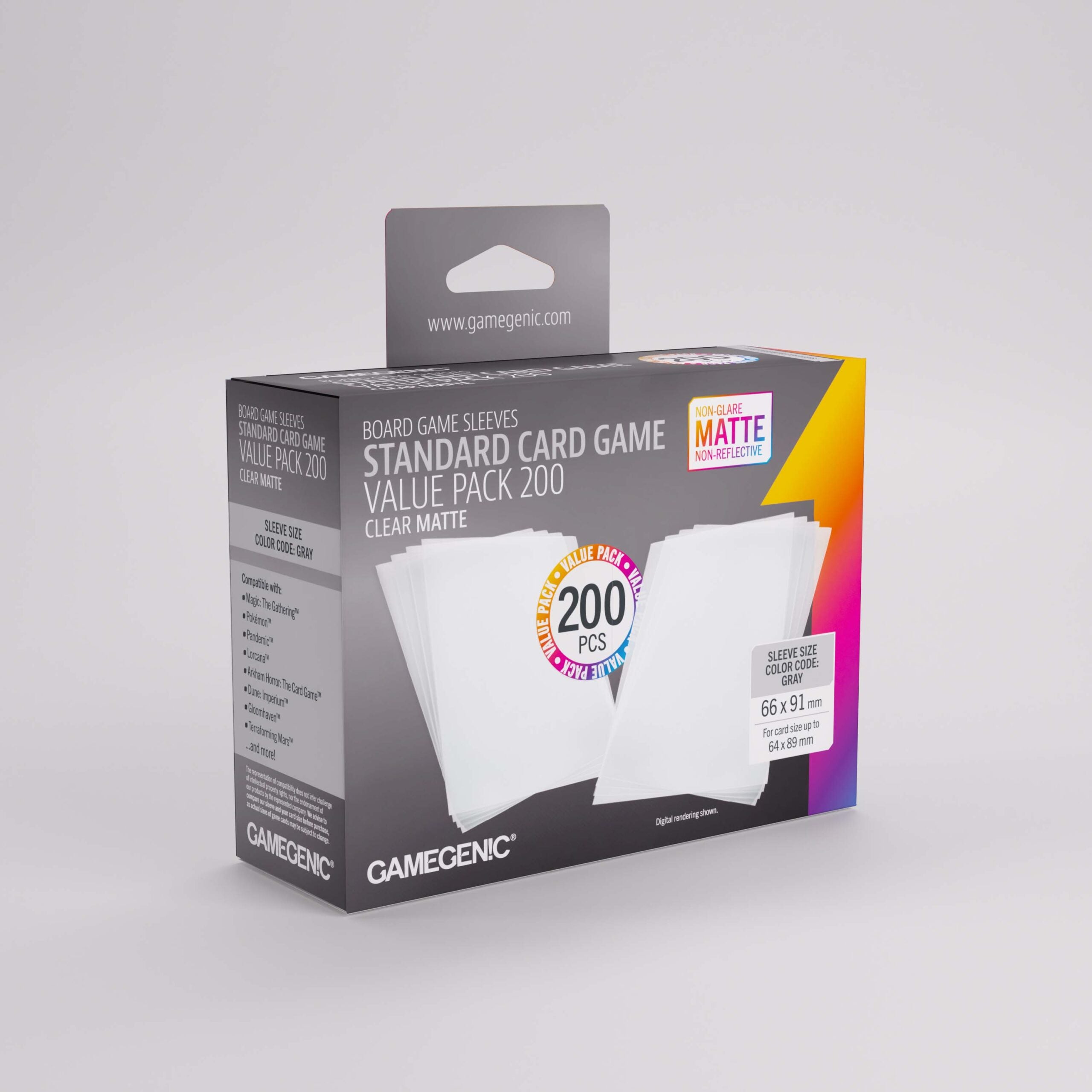 Gamegenic Value Pack Standard Card Game MATTE Sleeves (66 x 91 mm, 200 pack)