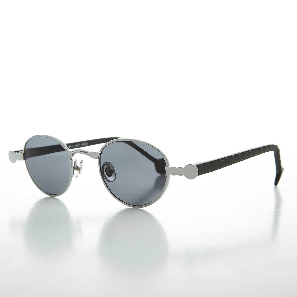 90s Metal Steampunk Victorian Wide Frame Vintage Sunglass - Gideon - Silver / Gray Lens