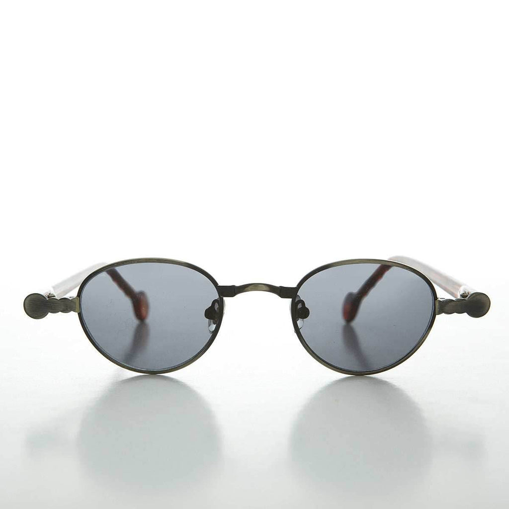 90s Metal Steampunk Victorian Wide Frame Vintage Sunglass - Gideon - Antique Bronze / Gray Lens