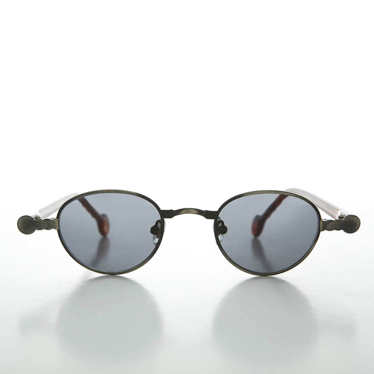 90s Metal Steampunk Victorian Wide Frame Vintage Sunglass - Gideon - Antique Bronze / Gray Lens