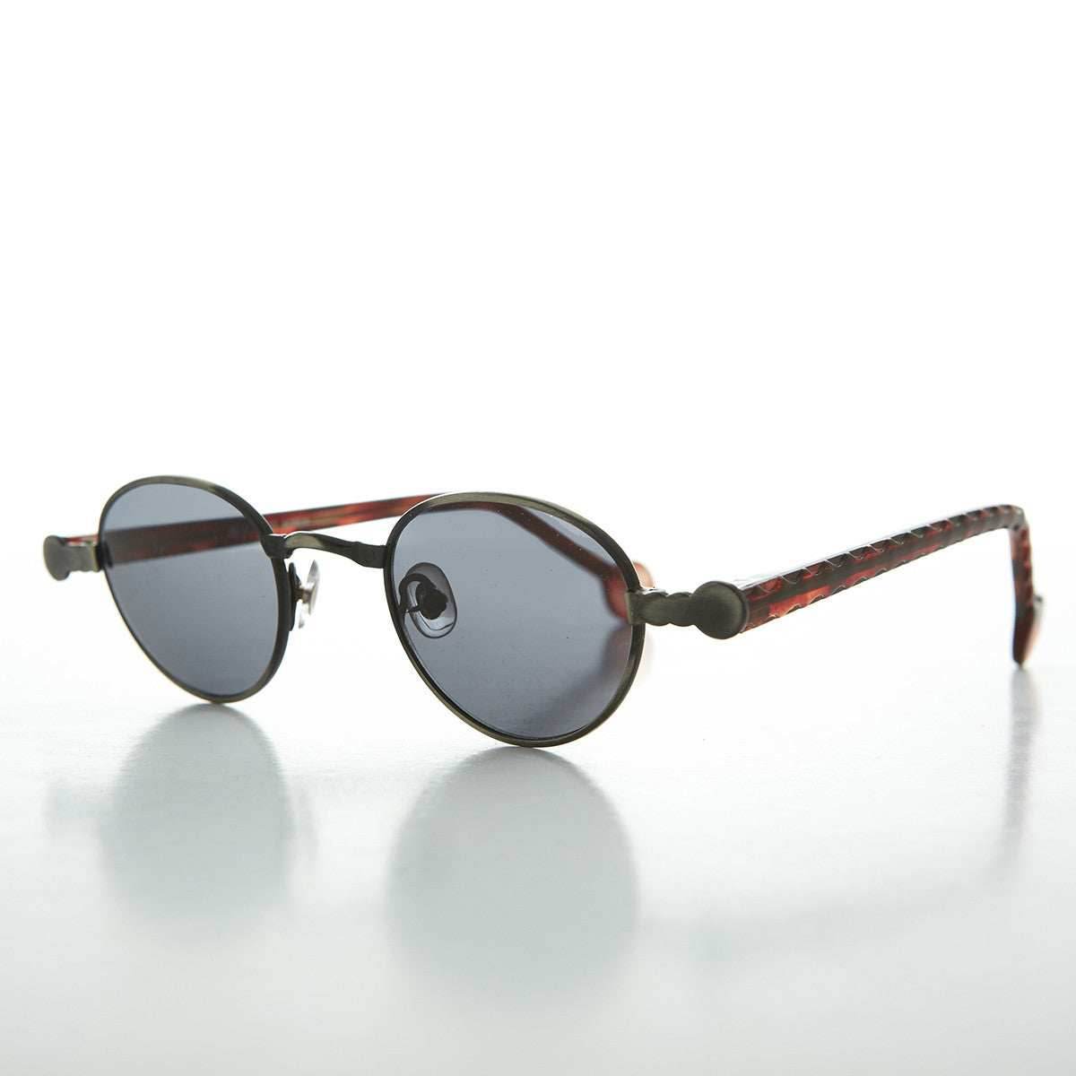 90s Metal Steampunk Victorian Wide Frame Vintage Sunglass - Gideon - Antique Gun Metal / Gray Lens