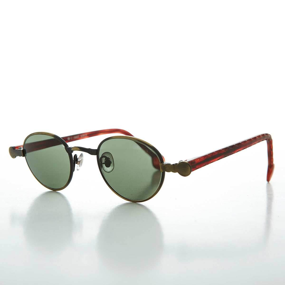 90s Metal Steampunk Victorian Wide Frame Vintage Sunglass - Gideon - Antique Bronze / Gray Lens