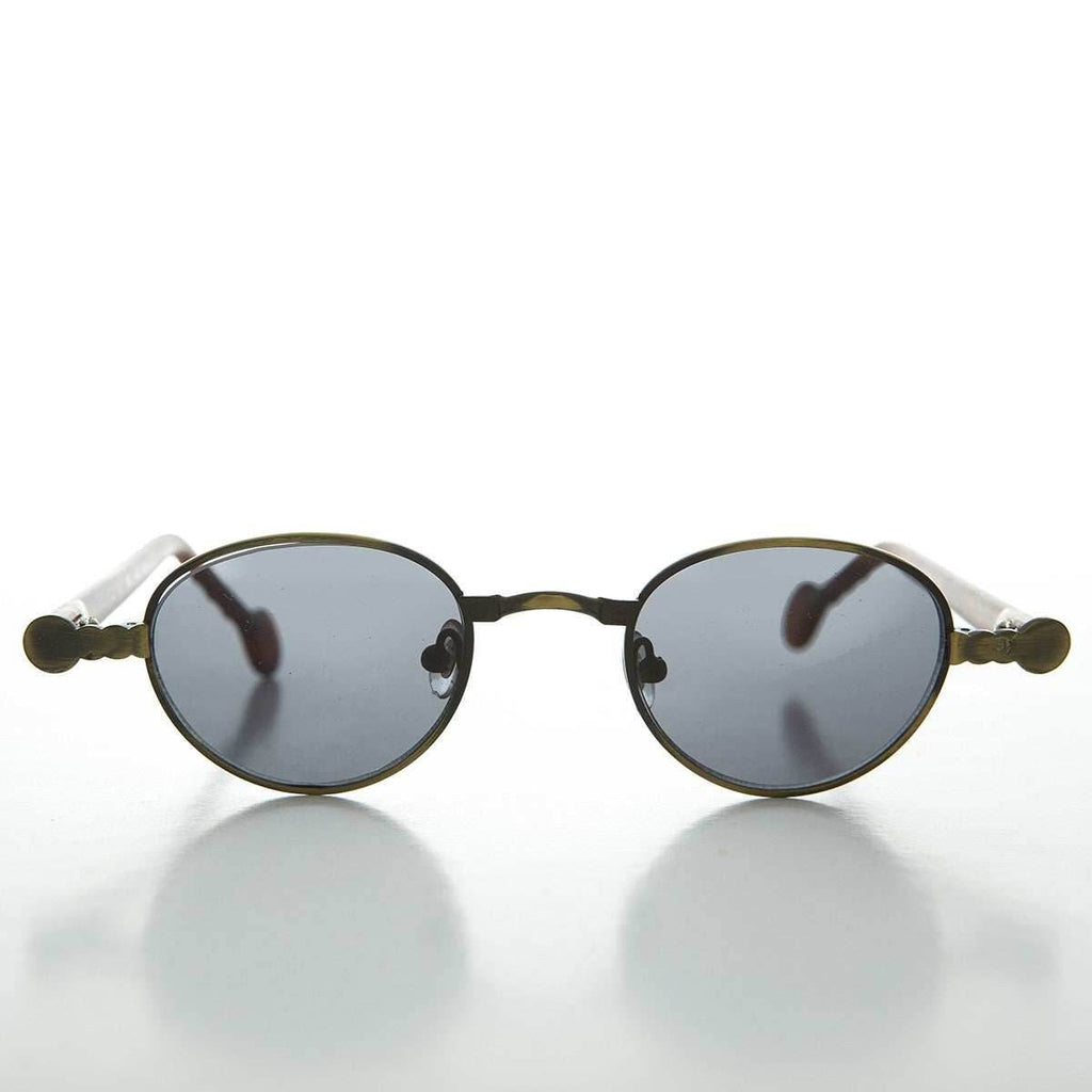 90s Metal Steampunk Victorian Wide Frame Vintage Sunglass - Gideon - Antique Bronze / Gray Lens
