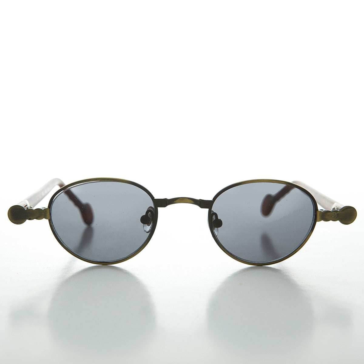 90s Metal Steampunk Victorian Wide Frame Vintage Sunglass - Gideon - Antique Bronze / Gray Lens