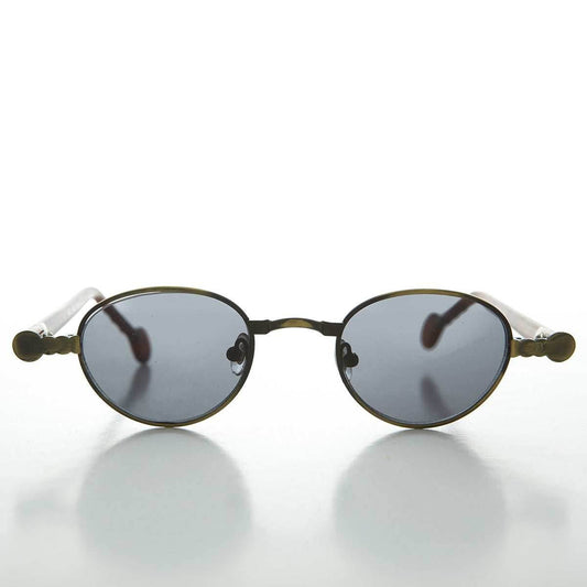 90s Metal Steampunk Victorian Wide Frame Vintage Sunglass - Gideon - Antique Bronze / Gray Lens